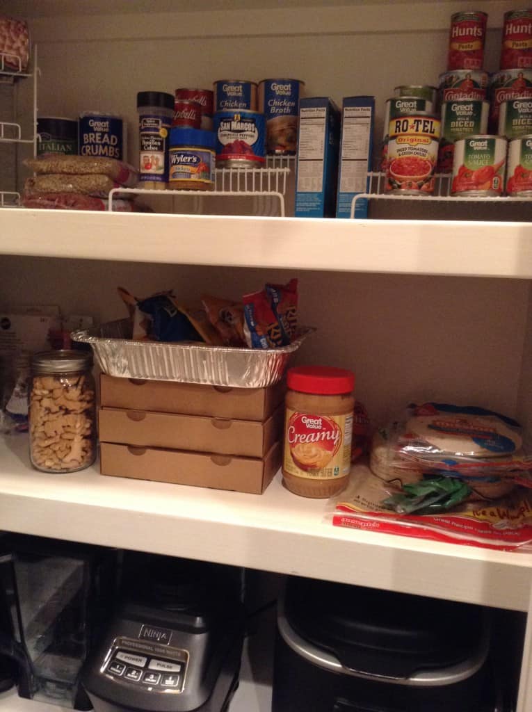 organized pantry snack shelf