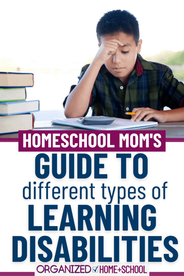 Do you suspect your homeschooler's academic struggles are related to some type of learning disorder? This concise list explaining the different types of learning disabilities will help you understand what you might be dealing with.